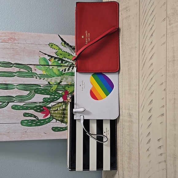 Kate Spade Striped Black and White, Red, Cream Clutch Trio NWOT/EUC - Picture 1 of 16